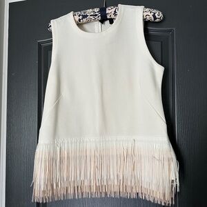 Adorable ivory crepe fringe J.Crew tank blouse | Size S